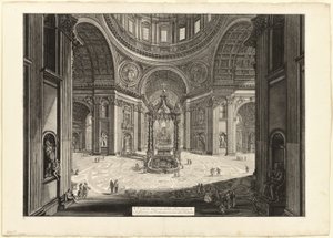 Innenansicht der Basilika St. Peter im Vatikan, nahe der Tribüne, aus Ansichten von Rom von Giovanni Battista Piranesi