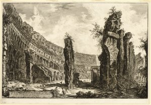 Innenansicht des Flavischen Amphitheaters, genannt das Kolosseum, aus Ansichten von Rom von Giovanni Battista Piranesi