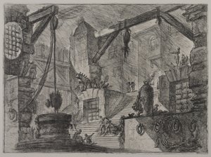 Invenzioni Capric di Carceri; Hind 13, Erster Zustand von drei, ca. 1749 von Giovanni Battista Piranesi