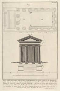Plan und Fassade des Tempels der Fortuna Virilis, aus der s..., 1756