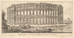 Platte 23: Amphitheater von Pola in Istrien nahe dem Meer Anfiteatro di Pola in Istria vi..., ca. 1748 von Giovanni Battista Piranesi