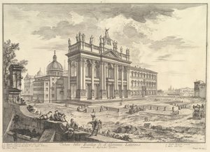 Veduta der Basilika S. Giovanni Laterano, mit Palast und Heilige Treppe rechts, aus "Vedute di Roma" von Giovanni Battista Piranesi