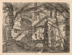 Die Gefängnisse: Eine Perspektive von Kolonnaden mit Zickzack-Treppe, 1745-1750