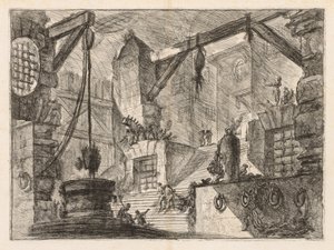 Die Gefängnisse: Kolonnadierter Innenraum mit breiter Treppe, 1745-1750