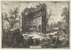 Thermen von Trajanus in Rom, Veduta degli Avanzi delle Fabbriche del Secondo Piano delle Terme di Tito, Gezichten op Rome, Vedute di Roma disegnate ed incise da Giambattista Piranesi architetto Veneziano von Giovanni Battista Piranesi