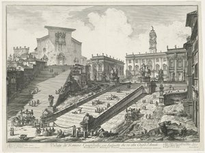 Treppen zur Piazza del Campidoglio und zur Santa Maria in Aracoeli in Rom von Giovanni Battista Piranesi