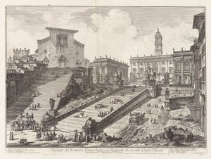 Veduta del Romano Campidoglio con Scalinata che va von Giovanni Battista Piranesi