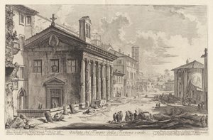 Ansicht des Tempels der Fortuna Virilis. Heute die armenische Kirche Santa Maria Egizziaca (heute als Tempel des Portunus angesehen), aus Vedute di Roma (Ansichten von Rom) von Giovanni Battista Piranesi