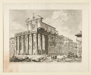 Ansicht des Tempels von Antoninus und Faustina im Forum Romanum, aus Veduten von Rom
