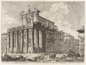 Ansicht des Tempels von Antoninus und Faustina im Forum Romanum, aus Vedute di Roma von Giovanni Battista Piranesi
