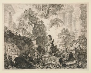 Vedute di Roma: Frontispiz mit Minerva-Statue von Giovanni Battista Piranesi