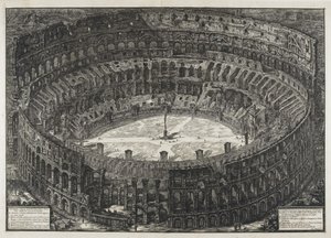 Ansicht des Flavischen Amphitheaters, genannt das Kolosseum, aus "Ansichten von Rom" von Giovanni Battista Piranesi