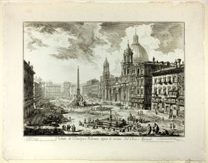 Blick auf die Piazza Navona über den Ruinen des Zirkus des Domitian, aus Ansichten von Rom