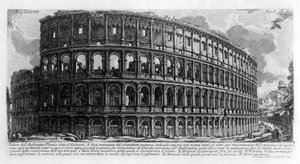Ansicht des Kolosseums in Rom. Zeichnung von Giovanni Piranesi (bekannt als Piranese) (1720-1778). 1756 von Giovanni Battista Piranesi