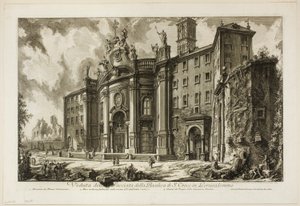 Ansicht der Fassade der Basilika S. Croce in Gerusalemme [Heiliges Kreuz in Jerusalem], aus Ansichten von Rom von Giovanni Battista Piranesi