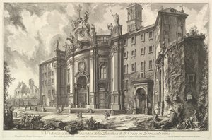 Ansicht der Fassade der Basilika S. Croce in Gerusalemme, ca. 1750 von Giovanni Battista Piranesi
