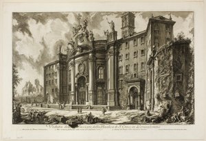 Ansicht der Fassade der Basilika S. Croce in Gerusalemme [Heiliges Kreuz in Jerusalem], aus Ansichten von Rom von Giovanni Battista Piranesi