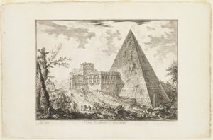 Ansicht des pyramidenförmigen Grabmals von Cestius, aus Ansichten von Rom von Giovanni Battista Piranesi