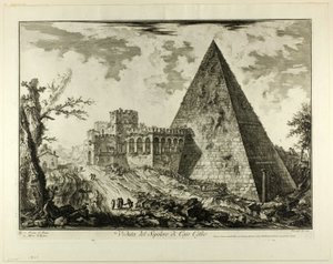Blick auf das pyramidenförmige Grab von Cestius, aus Ansichten von Rom