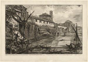 Ansicht der antiken Struktur, die von Tarquinius Superbus gebaut wurde, genannt Bel Lido, und wie andere von Marcus Agrippa zur Zeit des Augustus gebaut, als er alle Abwasserkanäle zum Tiber reinigte, aus Ansichten von Rom von Giovanni Battista Piranesi