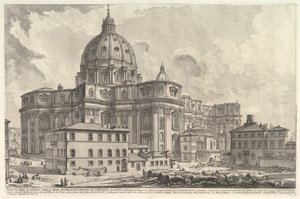 Ansicht des Äußeren des Petersdoms im Vatikan, aus Vedute di Roma, ca. 1748
