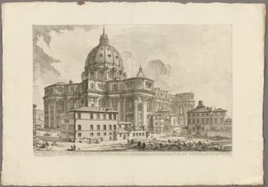 Ansicht der Außenseite der Petersbasilika im Vatikan, aus Ansichten von Rom von Giovanni Battista Piranesi