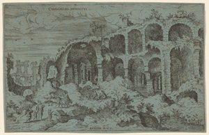 Colossaei. Ro. Prospectus. 3 (Dritte Ansicht des Kolosseums in Rom) von Giovanni Battista Pittoni, after Hieronymus Cock