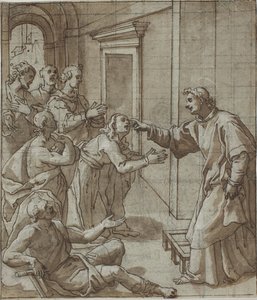 Der heilige Laurentius heilt die Blinden von Giovanni Battista Pozzi