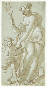 Venus unterrichtet Amor, der in einem Buch liest von Giovanni Battista Rovere