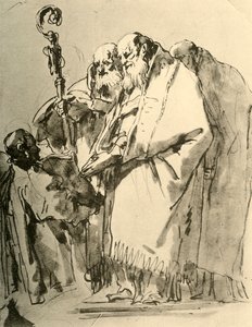 Ein Bischof, zwei andere Priester und ein Diakon mit dem Ritual, ca. 1740er Jahre, 1928 von Giovanni Battista Tiepolo