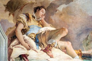 Detail von Rinaldo, aus Armida entführt den schlafenden Rinaldo, aus dem Raum des Befreiten Jerusalem in der Palazzina