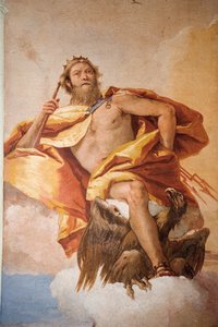 Jupiter der Donnerer mit Adler, aus dem Raum der olympischen Götter in der Foresteria (Gästehaus), 1757 von Giovanni Battista Tiepolo