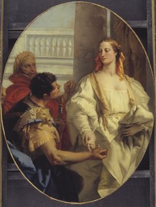 Latinus bietet seine Tochter Lavinia Aeneas zur Ehe an von Giovanni Battista Tiepolo