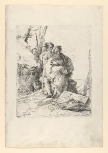 Zauberer mit vier Figuren in der Nähe eines rauchenden Altars, aus den Scherzi, ca. 1743-52 von Giovanni Battista Tiepolo