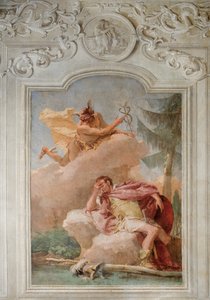 Merkur ermahnt Aeneas, Karthago zu verlassen, aus dem Raum der Aeneis in der Palazzina, 1757
