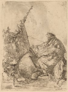 Philosoph sitzt mit Globus, Buch und Kompass von Giovanni Battista Tiepolo
