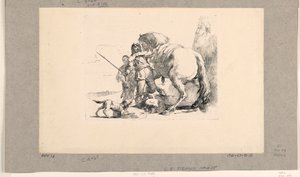 Soldat mit Pferd und Stallbursche, aus den Vari Capricci