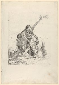 Drei Männer, die neben einem Pferd stehen, aus den Scherzi von Giovanni Battista Tiepolo