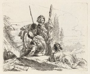 Drei Soldaten und ein Junge, aus Vari capricci (Verschiedene Capriccios) von Giovanni Battista Tiepolo
