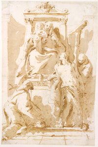 Jungfrau und Kind mit Heiligem Johannes vom Kreuz (?), Heiligem Sebastian und Heiligem Peter von Alcantara von Giovanni Battista Tiepolo