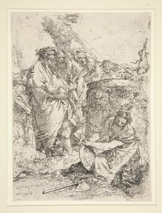 Kniende Frau mit einer Schale, aus der Serie Scherzi von Giovanni Battista Tiepolo
