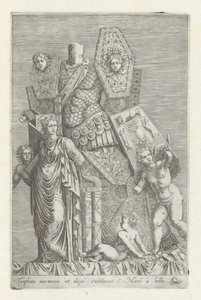 Trophäe von Waffen, eine Frauenfigur und Engel von Giovanni Battista de