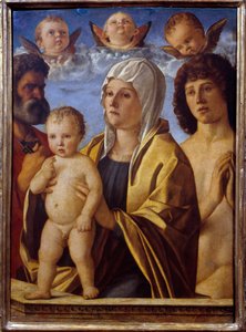 Die Jungfrau und das Jesuskind zwischen St. Peter und St. Sebastian von Giovanni Bellini