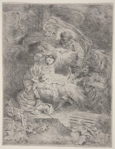 Die Geburt Christi mit Gott dem Vater, der Taube des Heiligen Geistes und Engeln, c.1645 von Giovanni Benedetto Castiglione