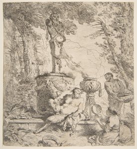 Bacchanal vor einem Altar der Götter von Giovanni Benedetto Castiglione