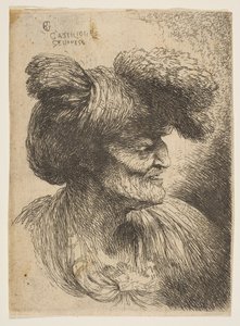 Büste eines bärtigen alten Mannes im Profil nach rechts, ca. 1645-50