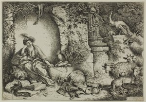 Circe mit den Gefährten des Odysseus, die in Tiere verwandelt wurden