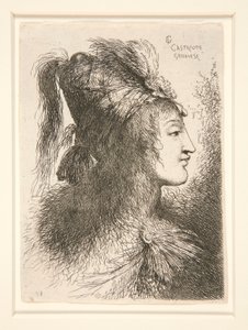 Figur nach rechts gewandt, aus der Serie Kleine Studien von Köpfen von Giovanni Benedetto Castiglione