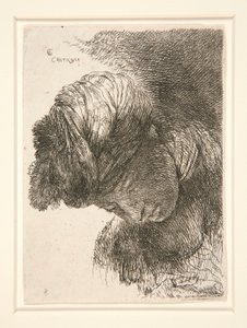 Figur mit gesenktem Kopf, aus der Serie Kleine Studien von Köpfen von Giovanni Benedetto Castiglione