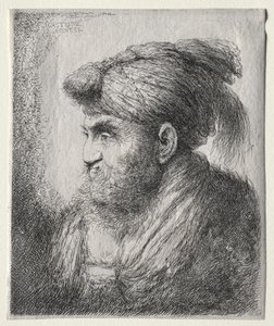 Kopf eines Mannes im orientalischen Turban von Giovanni Benedetto Castiglione